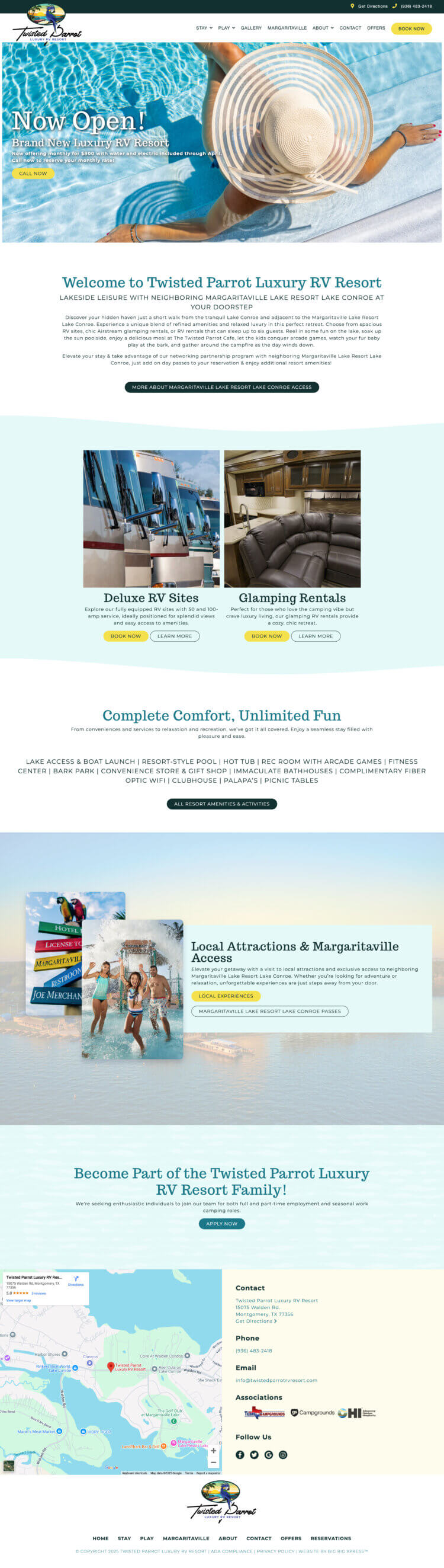 Twisted Parrot Luxury RV Resort website homepage