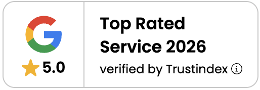 Top rated service badge screenshot for GetIndio client testimonial