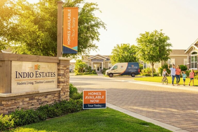 Marketing strategy visual for a manufactured home community website featuring how to market a mobile home park